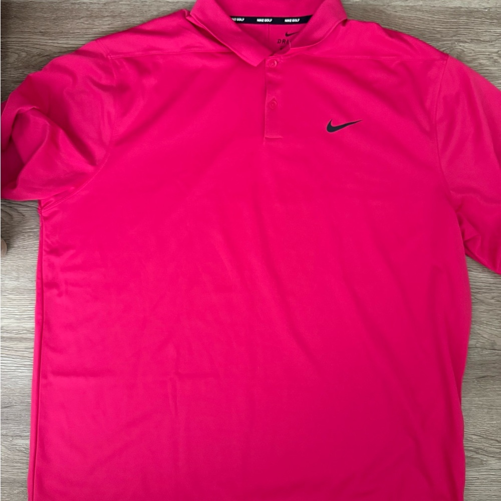 Nike Pink Polo Shirt Athletic Performance Golf dri-fit polo